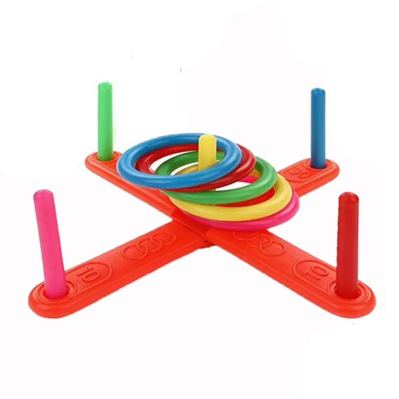 Throwing Ferrule Toys Parent Child Rainbow Rings Toys Cross Five Ring Ferrule Toy Sport Educational Toys for Children