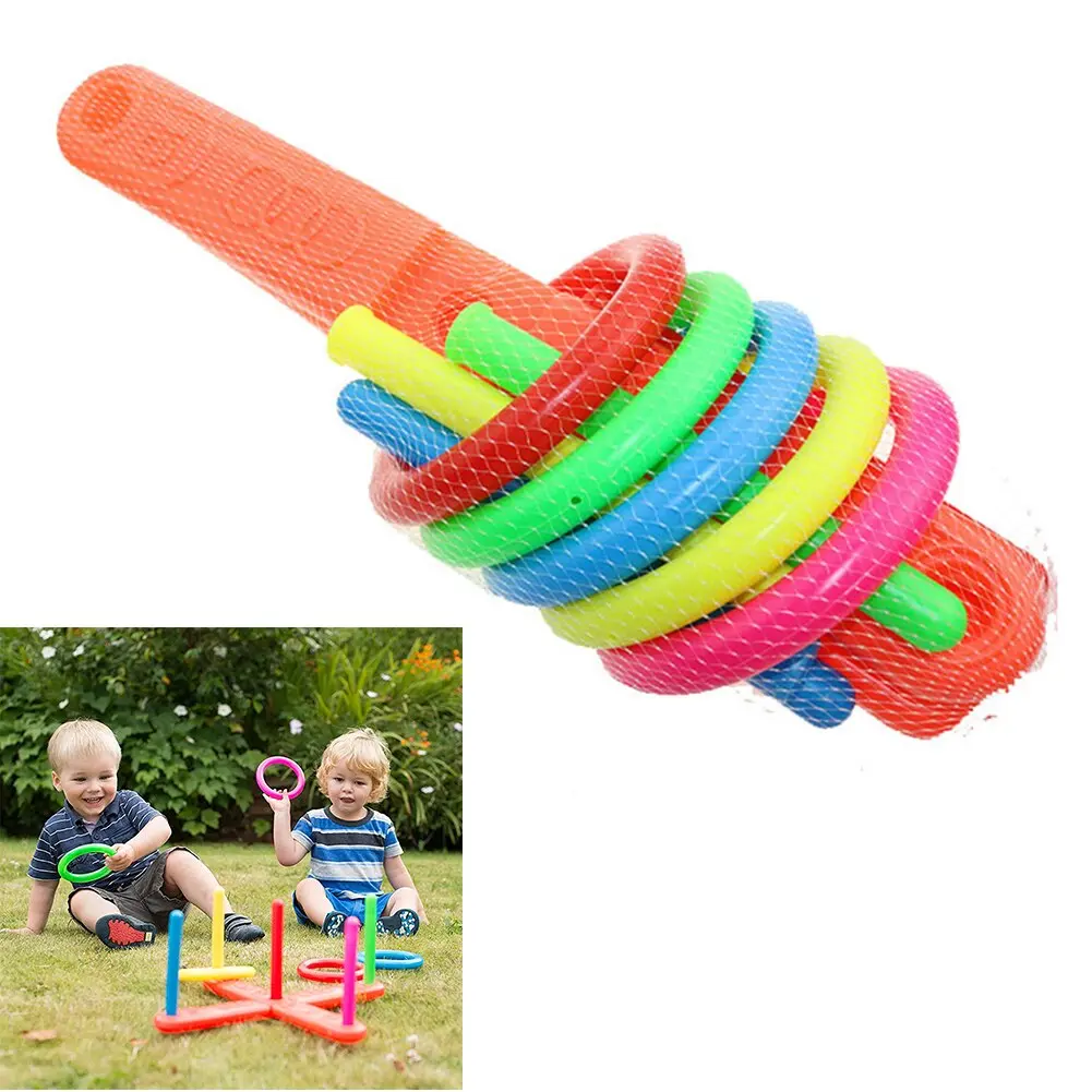 Throwing Ferrule Toys Parent Child Rainbow Rings Toys Cross Five Ring Ferrule Toy Sport Educational Toys for Children