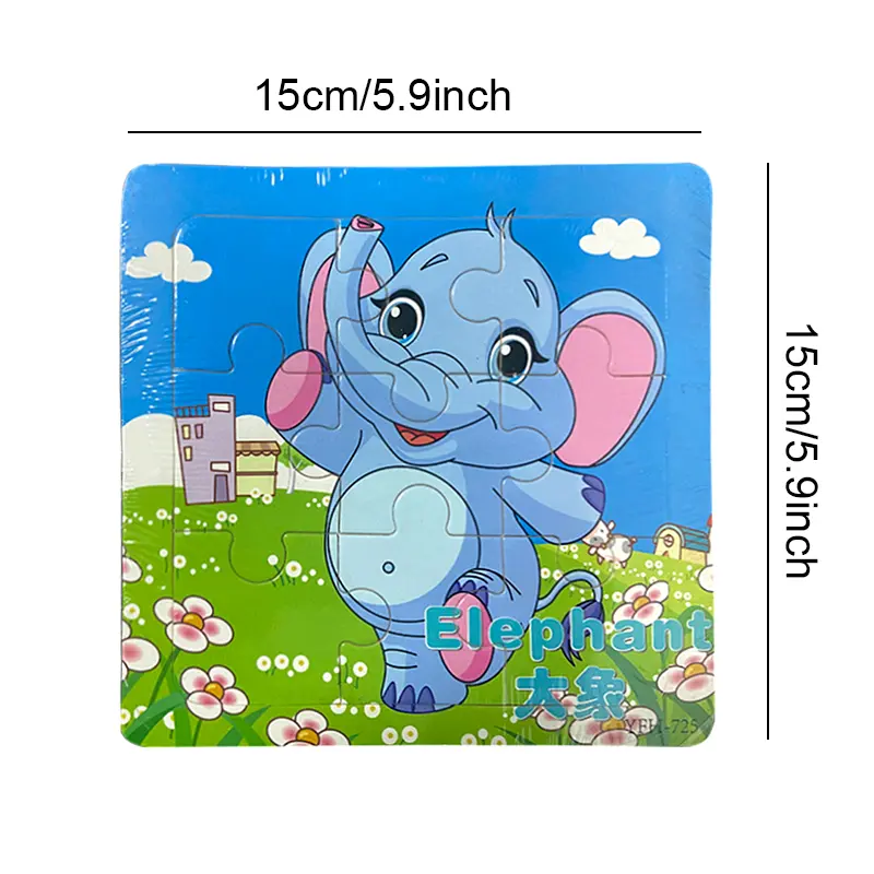 9pcs Kids Wooden Animal Puzzle Cute Cartoon Animal Puzzle Toys Early Educational Montessori Toys for Children