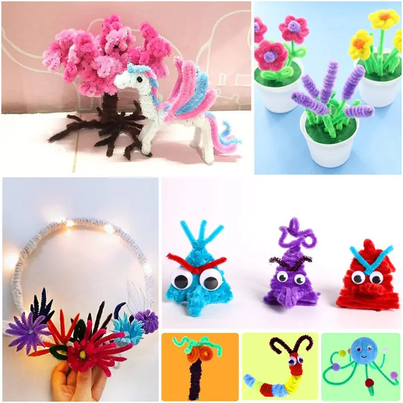 Children Handmade Material Set Puzzle Handicraft Toys Twisting Rod Plush Ball Simulated Eye Button Patch Paper Cuttings TMZ