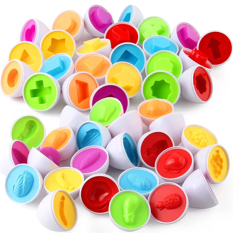 4pcs Smart Egg Matching Toys Children Early Educational Montessori Learning Toys Color Shape Vehicle Vegetable Cognition Toy DDJ