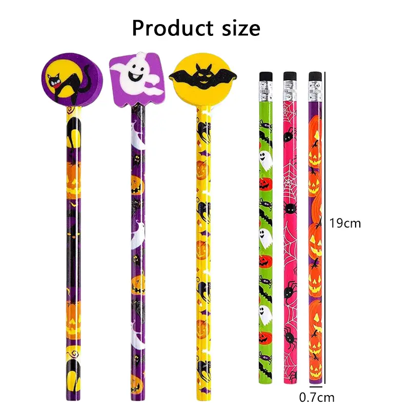 Halloween Themed Pencils Eraser Cartoon Pattern Party Favors for Guests Halloween Party Supplies Spooky & Cute Gifts TMZ