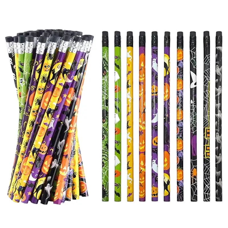 Halloween Themed Pencils Eraser Cartoon Pattern Party Favors for Guests Halloween Party Supplies Spooky & Cute Gifts TMZ
