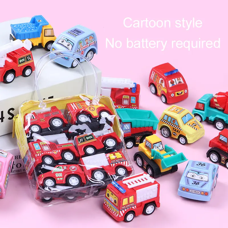 20pcs Pull Back Cars Children Simulation Model Inertia Toys Plastic Cartoon Party Favors Gathering Gifts Parties Supplies TMZ
