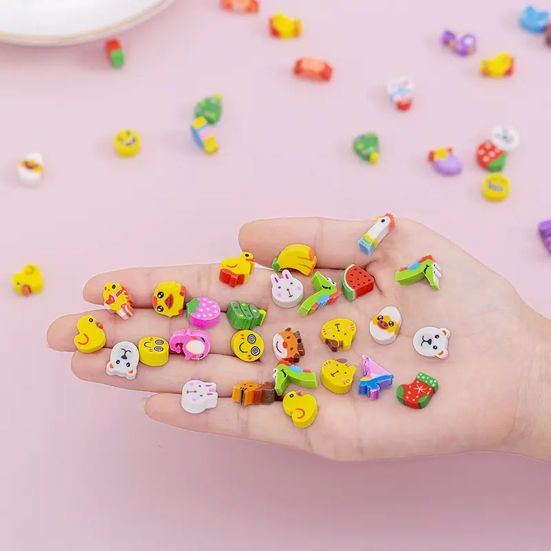 10-50pcs Mini Eraser Bulk Multiple Styles Cartoon Colored Design Fruit and Animal Cake School Supplies Student Rewards TMZ
