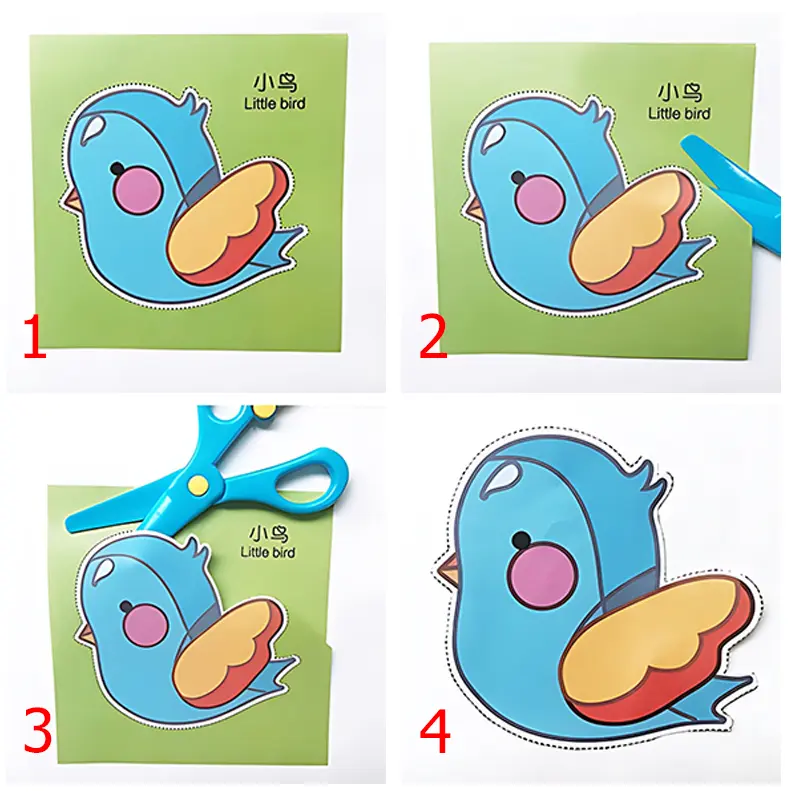 48Sheets Paper Cutting Scissors Set Handmade Activity Colored Paper Cutting DIY Craft with Child-Safe Scissors Birthday Gift ZYF