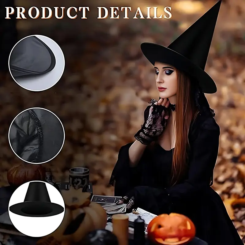 Wizard Hat Witch Broom Black Magic Hat S/L 2 Sizes Colorful Brooms Halloween Party Props Cosplay Costume Festival Masquerade ZYF
