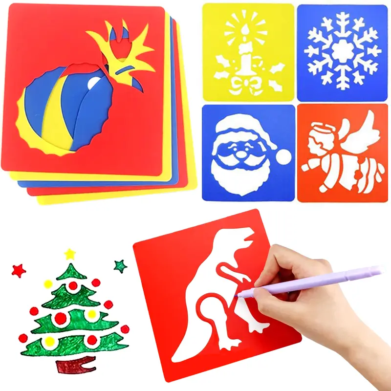 Painting Rulers 6PCS/Set Cartoon Style Hollow Out Drawing Template Random Color Drawing Stencil Washable Art Stationery Gift ZYF