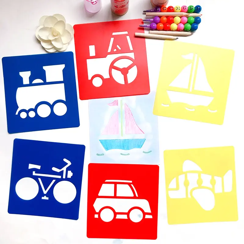Painting Rulers 6PCS/Set Cartoon Style Hollow Out Drawing Template Random Color Drawing Stencil Washable Art Stationery Gift ZYF