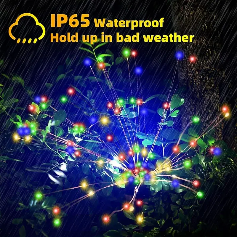 1-4Pack Solar Fairy Light Outdoor Waterproof LED Firework Lamp DIY Decoration For Patio Yard Party Christmas Wedding Garden