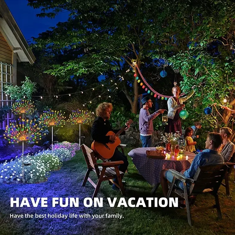 1-4Pack Solar Fairy Light Outdoor Waterproof LED Firework Lamp DIY Decoration For Patio Yard Party Christmas Wedding Garden