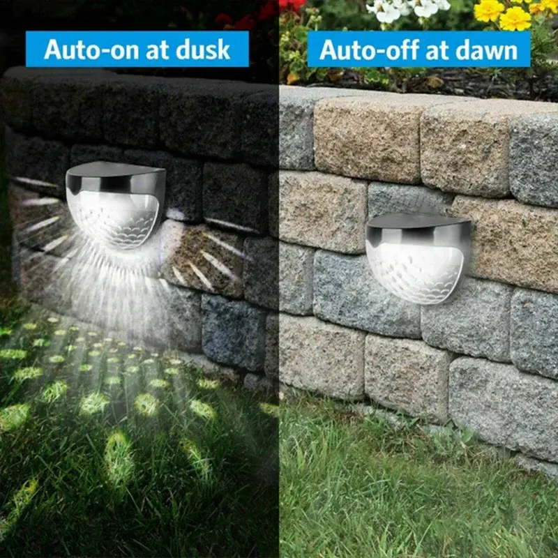 2~12Pack Solar Lights Outdoor Waterproof Wall Lamps Festoon Decoration LED Fence Light for Home Garden Step Patio Stairs
