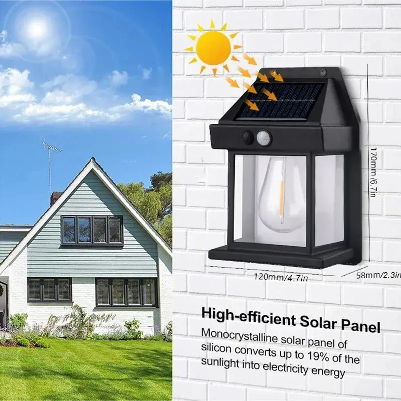 1-8Pack Outdoor Solar Wall Lamp Waterproof Tungsten Filament Lamp Induction Lamp Household Light Garden Wall Light