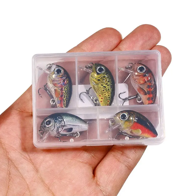 5Pcs Mini Fishing Lure Set 3cm 2/1.5g Artificial Fish Baits Topwater Crankbaits Wobblers Crank For Bass Fishing Swimbait Pesca