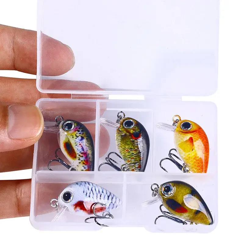5Pcs Mini Fishing Lure Set 3cm 2/1.5g Artificial Fish Baits Topwater Crankbaits Wobblers Crank For Bass Fishing Swimbait Pesca