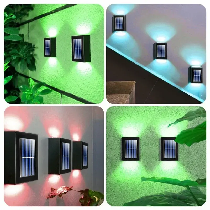 1~8PCS Solar LED Light Outdoor Waterproof Up and Down Luminous Lighting Wall Spot Lamp Stairs Fence Sunlight Garden Decoration