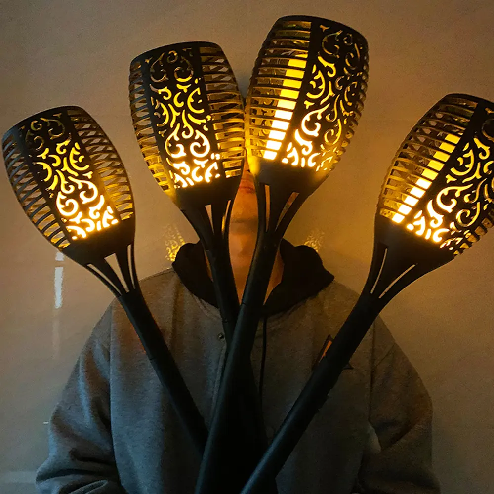 1/2/4Pack 96LED Solar Lights Flame Flickering Torch Outdoor Waterproof Garden Decoration Lawn Path Yard Patio Floor Night Lamp