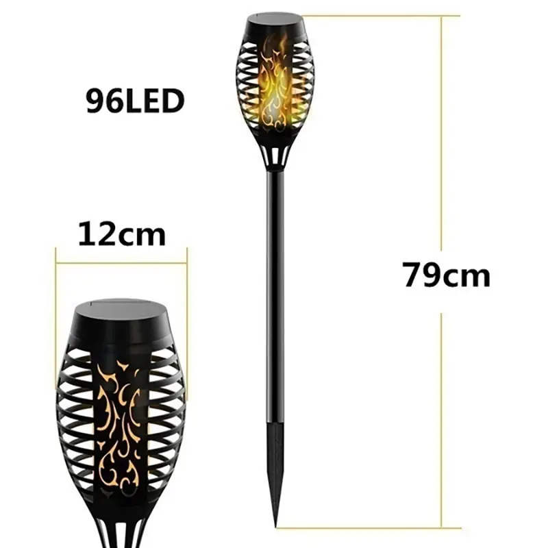 1/2/4Pack 96LED Solar Lights Flame Flickering Torch Outdoor Waterproof Garden Decoration Lawn Path Yard Patio Floor Night Lamp