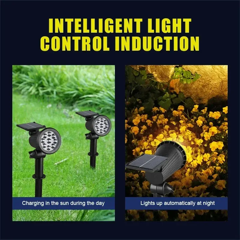 1~4Pack Solar Light Outdoor Adjustable 9LED Spotlight In-Ground Waterproof Solar Powered Lawn Lamp for Landscape Decoration