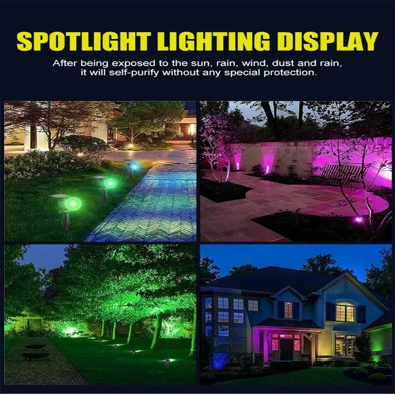 1~4Pack Solar Light Outdoor Adjustable 9LED Spotlight In-Ground Waterproof Solar Powered Lawn Lamp for Landscape Decoration