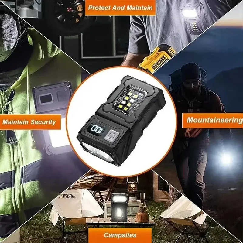 8 Modes Portable USB Rechargeable LED Flashlight Strong Magnet Multi-Function Light Super Bright Camping Lantern Emergency Lamp