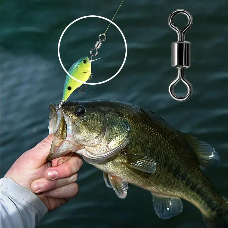 200-500Pcs Fishing Swivels Kit Ball Bearing Rolling Swivel Fishing Tackle Saltwater Freshwater Fishing Line Connectors for Carp