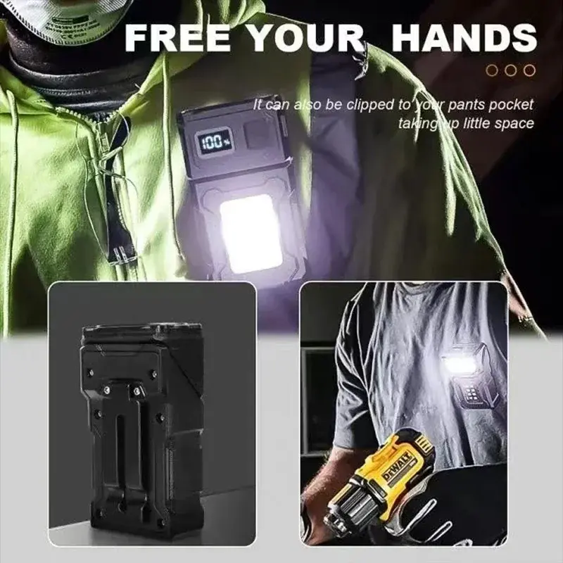 8 Modes Portable USB Rechargeable LED Flashlight Strong Magnet Multi-Function Light Super Bright Camping Lantern Emergency Lamp