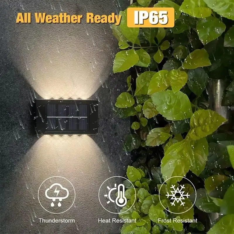 1~4Pack Solar Wall Lights Outdoor 16LED Waterproof Lamp Up And Down Convex Lens Lighting For Garden Landscape Balcony Decoration