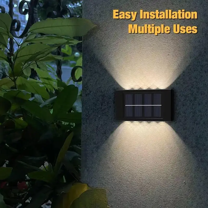 1~4Pack Solar Wall Lights Outdoor 16LED Waterproof Lamp Up And Down Convex Lens Lighting For Garden Landscape Balcony Decoration