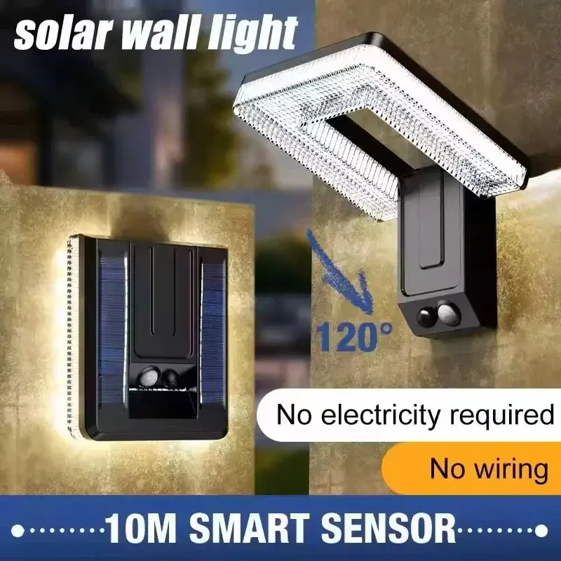 1/2Pcs Solar LED Lights Outdoor Foldable 120° Motion Sensor Wall Lamp Waterproof Spotlights 3 Modes Street Light Garden Decor