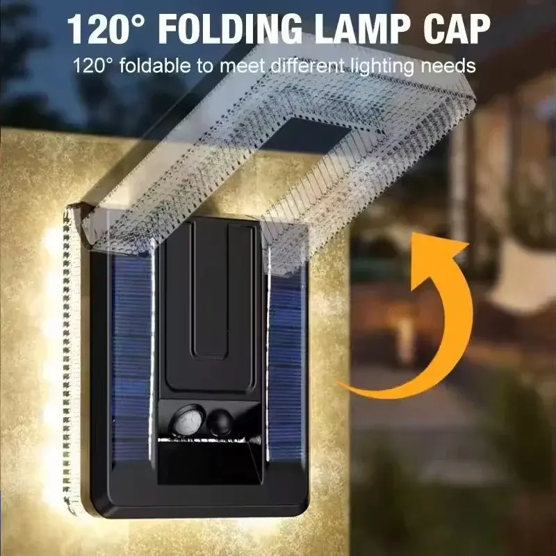 1/2Pcs Solar LED Lights Outdoor Foldable 120° Motion Sensor Wall Lamp Waterproof Spotlights 3 Modes Street Light Garden Decor