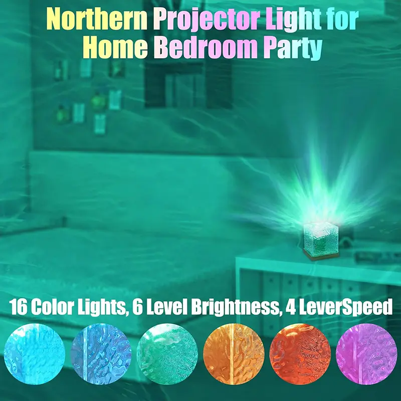 1/2Pcs Ocean Wave Projector Light 16 Colors Midnight Aura Aurora Glow Lamp Home Office Bar Restaurant Projector Night Light
