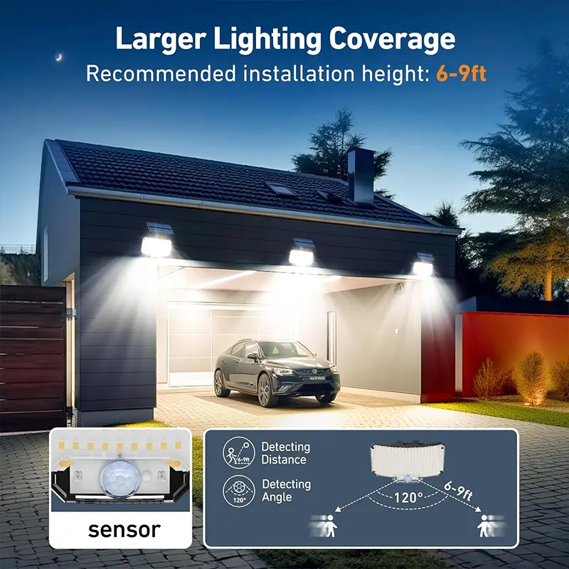 1Pack Solar Lights Outdoor 234LED Super Bright Waterproof Motion Sensor 3 Mode Split Flood Wall Lamps Security for Garden Garage