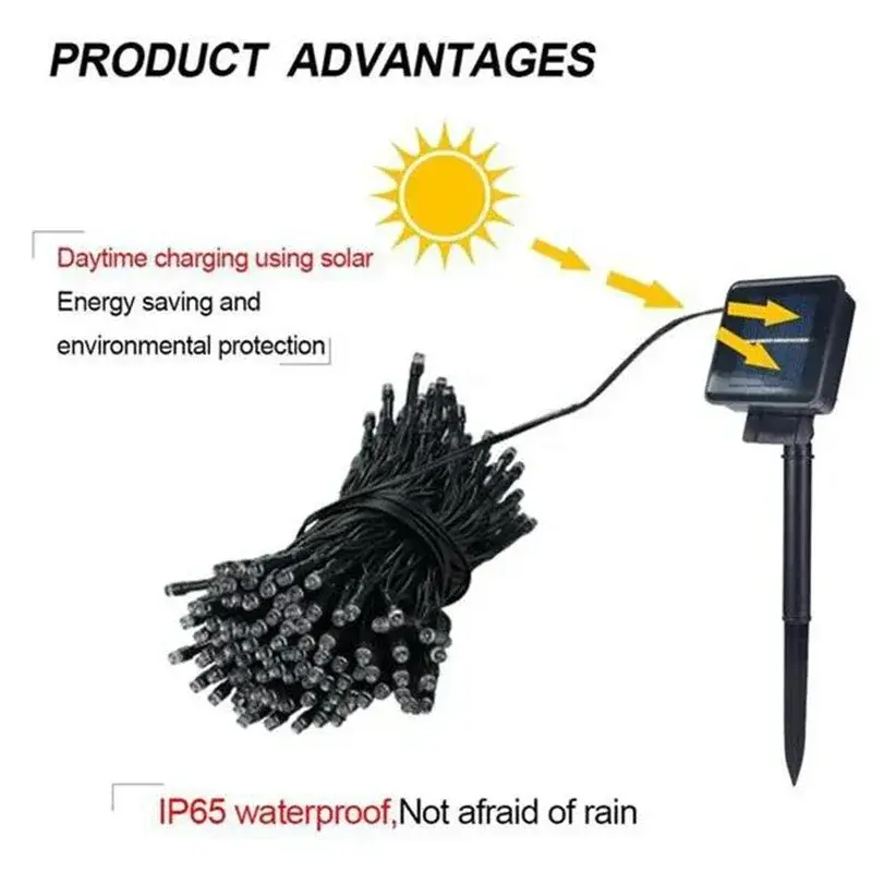 NEW 400LED Solar String Light Outdoor 8 Mode Garden Waterproof Fairy Lamp Garland For Christmas Holiday Party Home Decoration