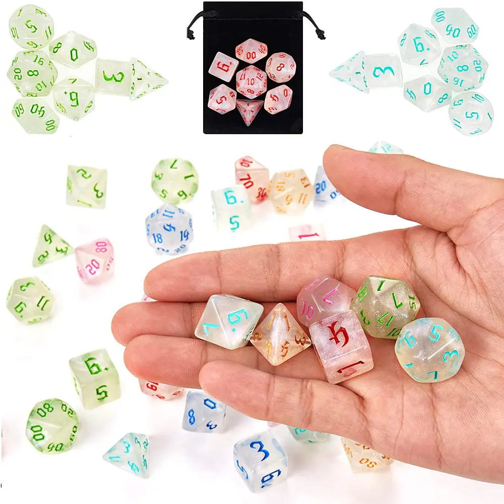 7Pcs/Set Polyhedral DND Dice Multi-Colors D4 D6 D8 D10 D12 D20 Entertainment RPG Table Game Multiplayer Role Party Props