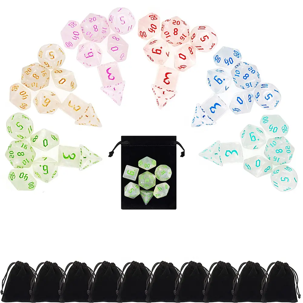 7Pcs/Set Polyhedral DND Dice Multi-Colors D4 D6 D8 D10 D12 D20 Entertainment RPG Table Game Multiplayer Role Party Props