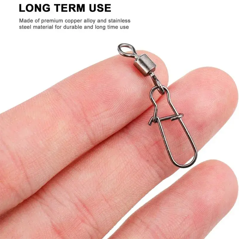 Fishing Swivel Snaps 4#-12# Stainless Steel Rolling Bearing Duo-Lock Connector Kit Saltwater Freshwater Lure Tackle 50-200Pcs