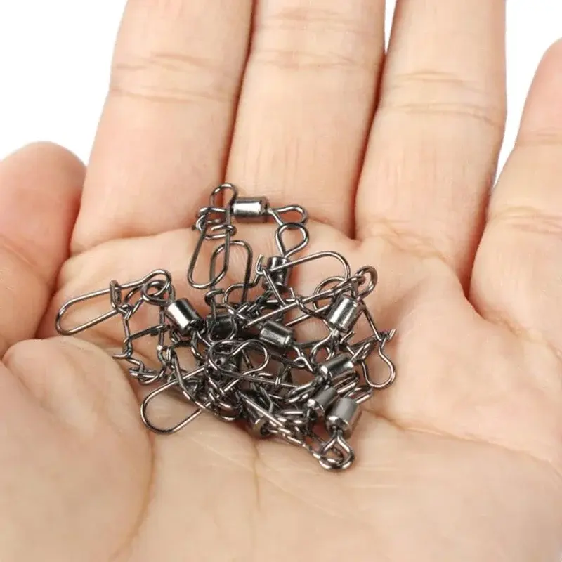 Fishing Swivel Snaps 4#-12# Stainless Steel Rolling Bearing Duo-Lock Connector Kit Saltwater Freshwater Lure Tackle 50-200Pcs