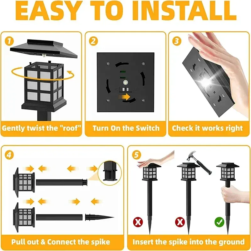 New Upgrade Solar Pathway Lights Outdoor Waterproof Walkway LED Garden Decor Street Lamp for Landscape Yard Patio 2/4/6/8Pcs