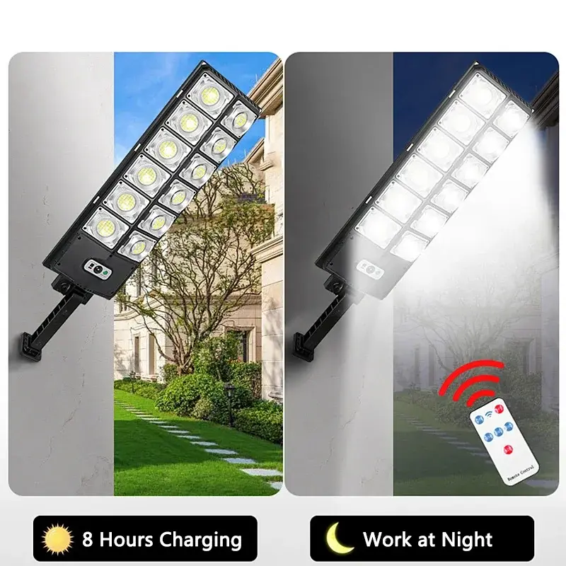 2Pack Large Street Light Outdoor 504LED Motion Sensor Waterproof 3 Modes Super Bright Solar Wall Lamp for Security Garden Patio