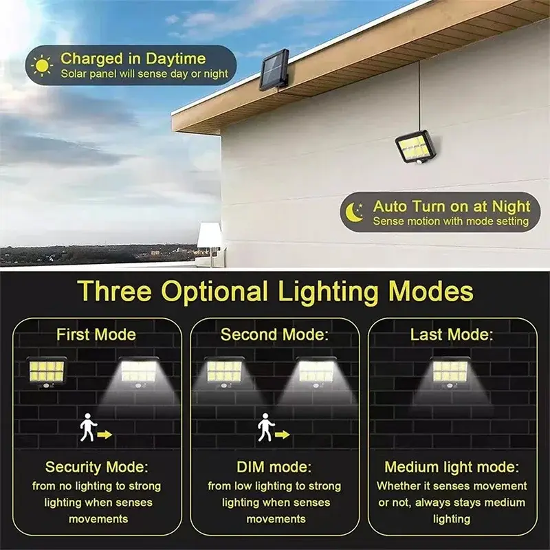 160/120/100COB Solar Lights Split Wall Lamp 3 Mode Waterproof Motion Sensor Garden Street Solar Lamp Garden Security Wall Light