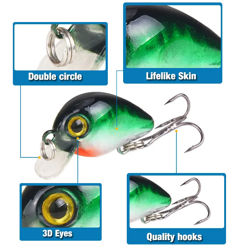 Crankbait Fishing Lure 3cm 1.6g Artificial Hard Set Mini Wobbler Crank Bait Sea Mininow for Pike Bass Trout Pesca Fishing Tackle