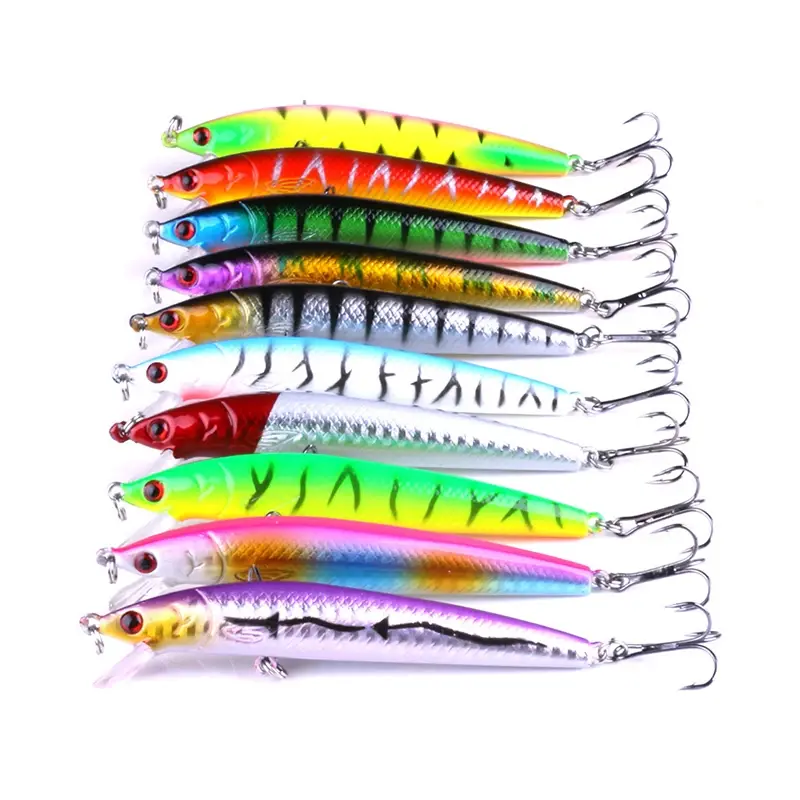 10Pcs Minnow Fishing Lures Floating Hard Bait 95mm 7g Artificial Bait Wobbler Crankbait Carp Perch Pesca Fishing Tackle