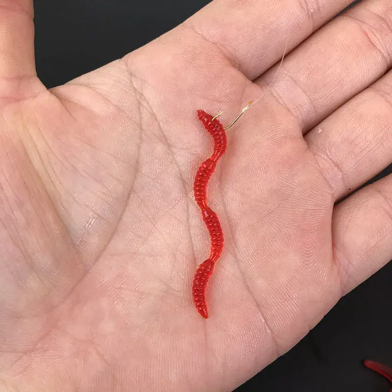 New Red Worm Lure 5cm/1.97in Lifelike Fishy Smell Earthworm Stick Fishing Lures Artificial Fishing Soft Bait Pesca 50-1000Pcs