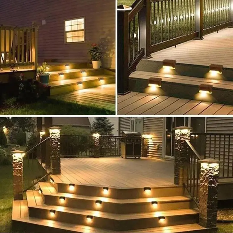 4/8/12/16Pcs Solar Deck Lights Outdoor Step Lights Waterproof Led Solar Lights for Railing Stairs Step Fence Yard Patio Pathway
