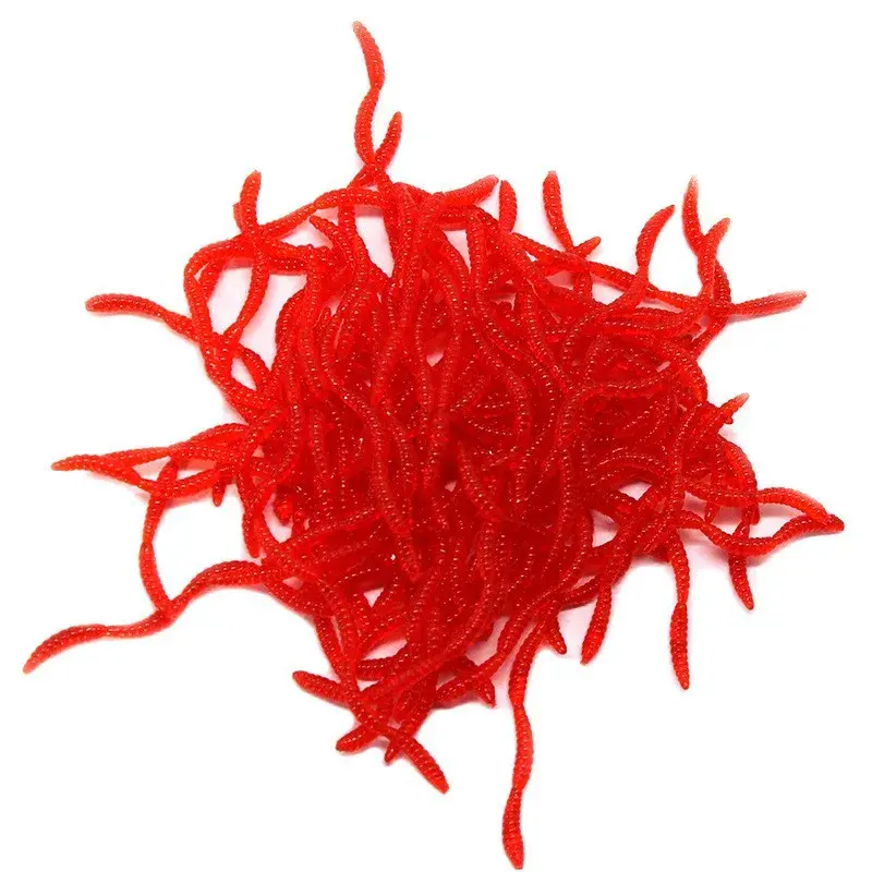 New Red Worm Lure 5cm/1.97in Lifelike Fishy Smell Earthworm Stick Fishing Lures Artificial Fishing Soft Bait Pesca 50-1000Pcs