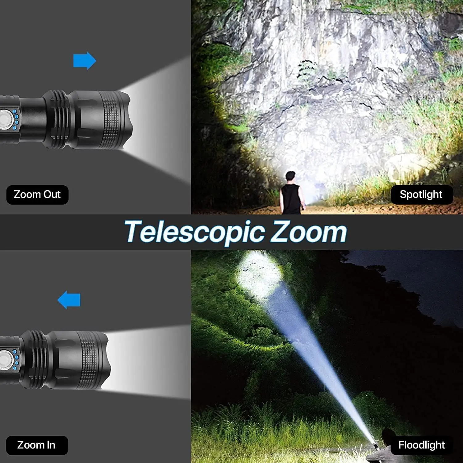 Super Bright Flashlight Rechargeable High Powerful Aluminum Alloy Led Torch Zoom Usb Hand Lantern Outdoor Tactical Flash Light