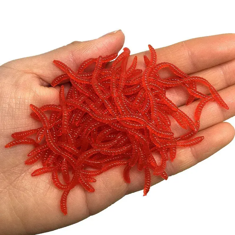 New Red Worm Lure 5cm/1.97in Lifelike Fishy Smell Earthworm Stick Fishing Lures Artificial Fishing Soft Bait Pesca 50-1000Pcs