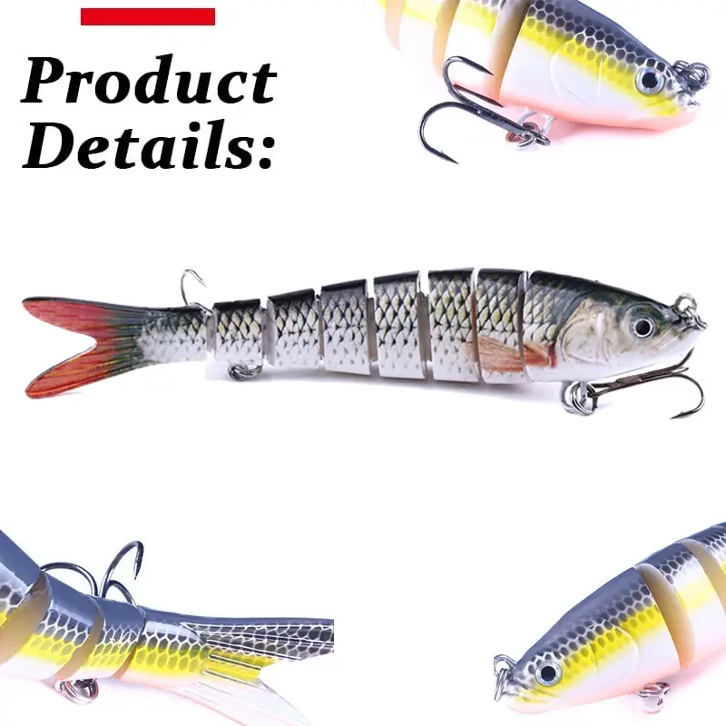 10/8/5/3/1Pcs Multi Jointed Fishing Lure Slow Sinking Bionic Segmented Bait Wobble Tackle for Freshwater Saltwater Bass Pesca
