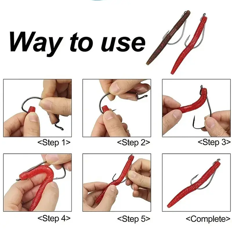 50Pcs/Box Jig Crank Barbed Hooks High Carbon Steel Wide Gap Fishhook for Soft Worm Baits Freshwater Saltwater Fishing Gear